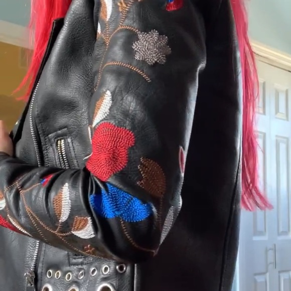 Faux leather Embroidered Jacket - Picture 3 of 4